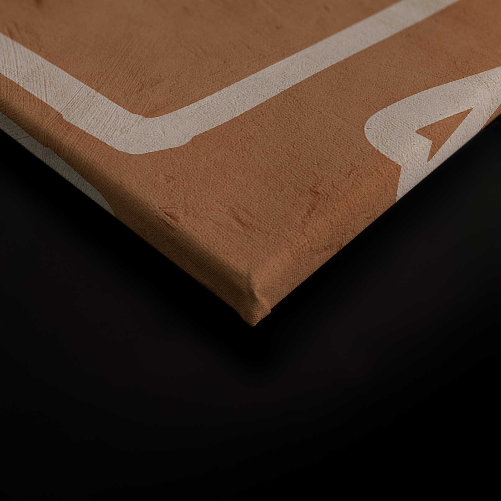             Serengeti 2 - Lehmwand Leinwandbild Terrakotta mit Ethno Linienmuster – 0,90 m x 0,60 m
        