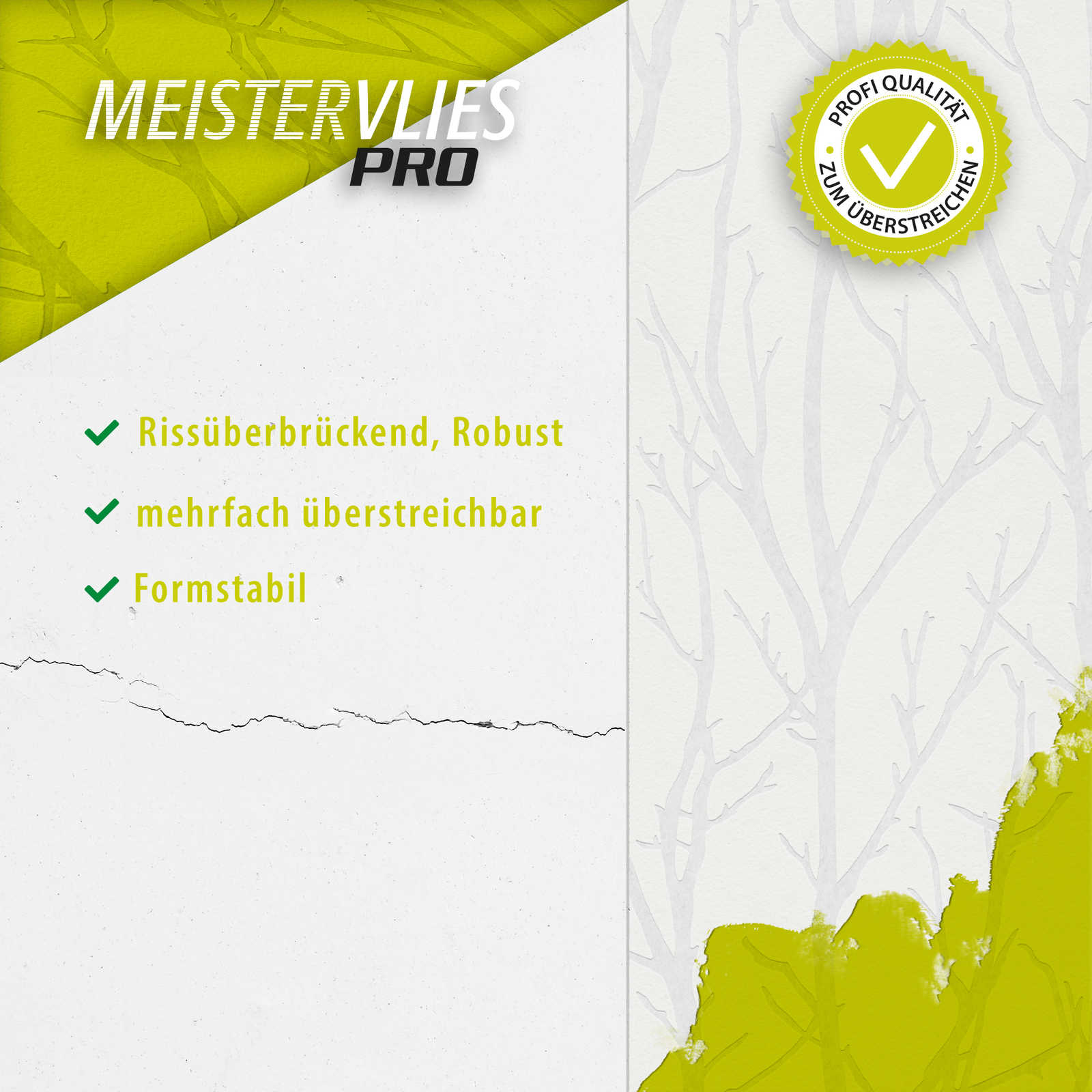             Überstreichbare Tapete mit Ast-Motiv und 3D-Optik – Überstreichbar, Weiß
        