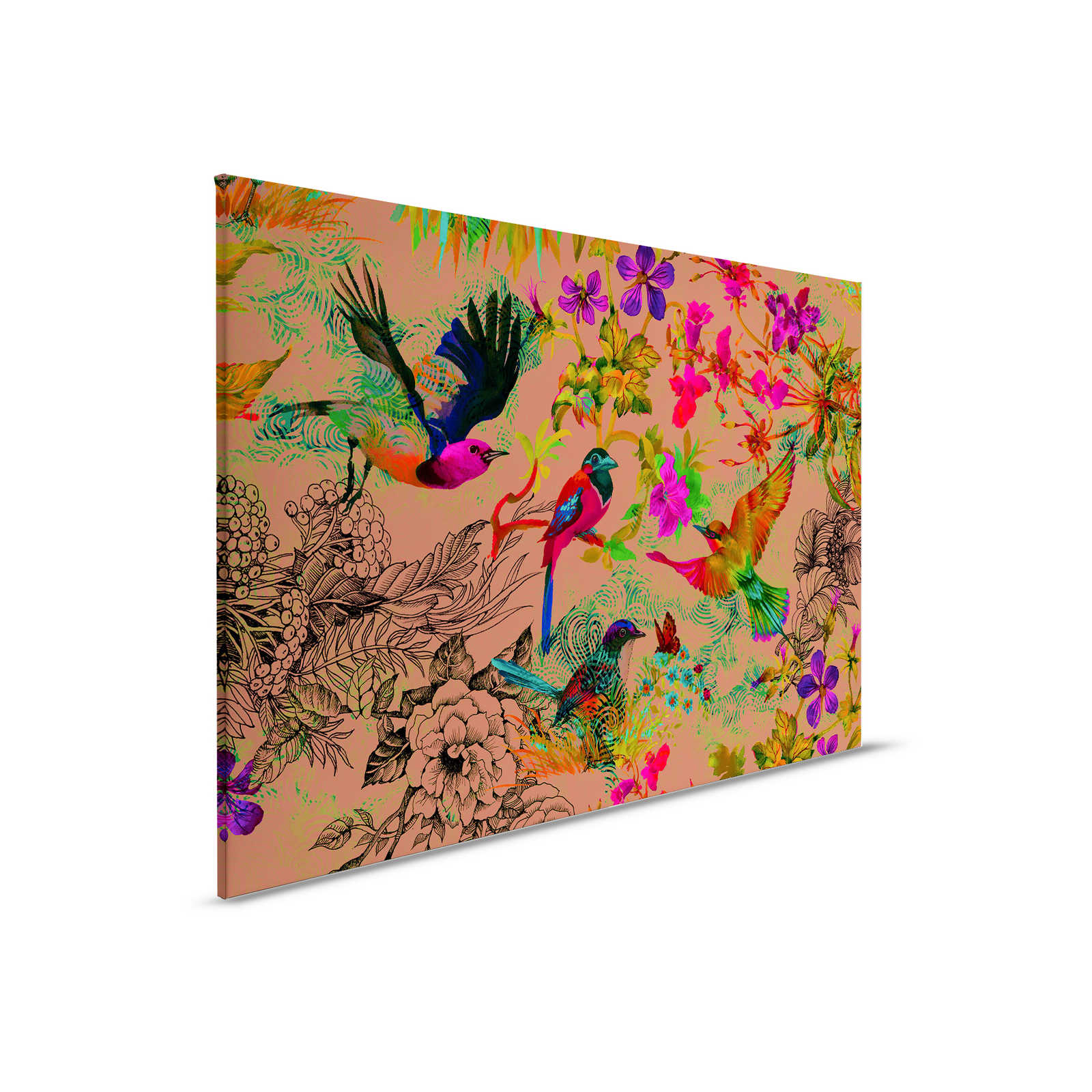         Vogel Leinwandbild im bunten Collage Stil – 0,90 m x 0,60 m
    