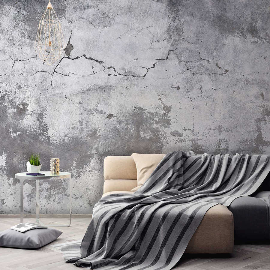         Vintage Style Used Look Concrete Wall Wall Mural - Grey
    