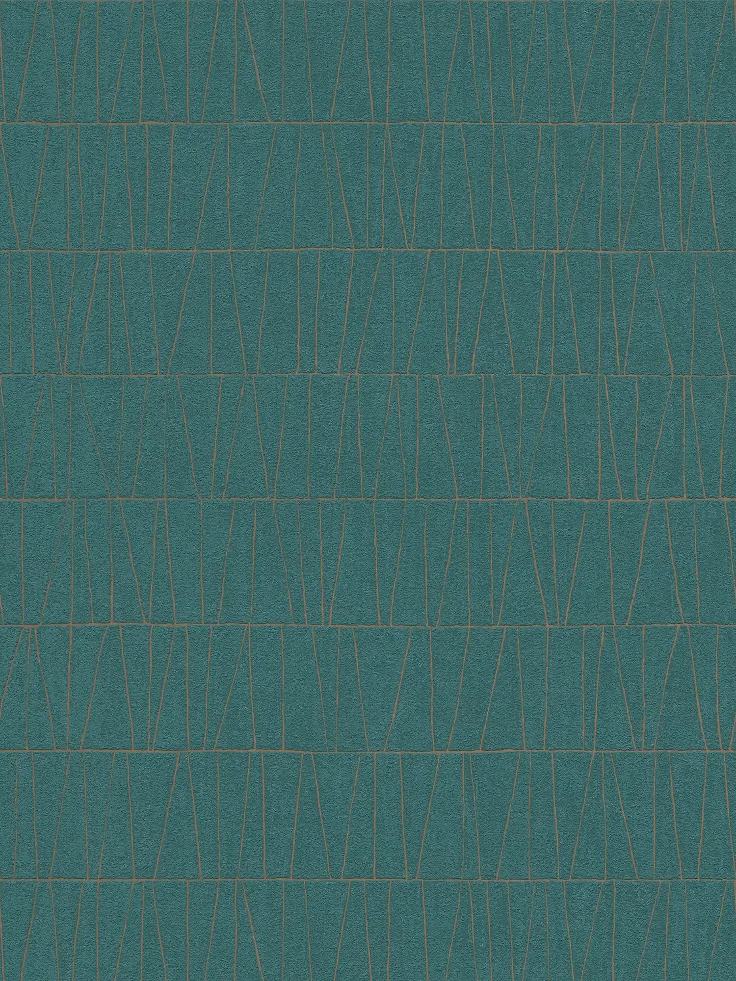         Mustertapete mit abstrakten Linien– Petrol, Gold
    