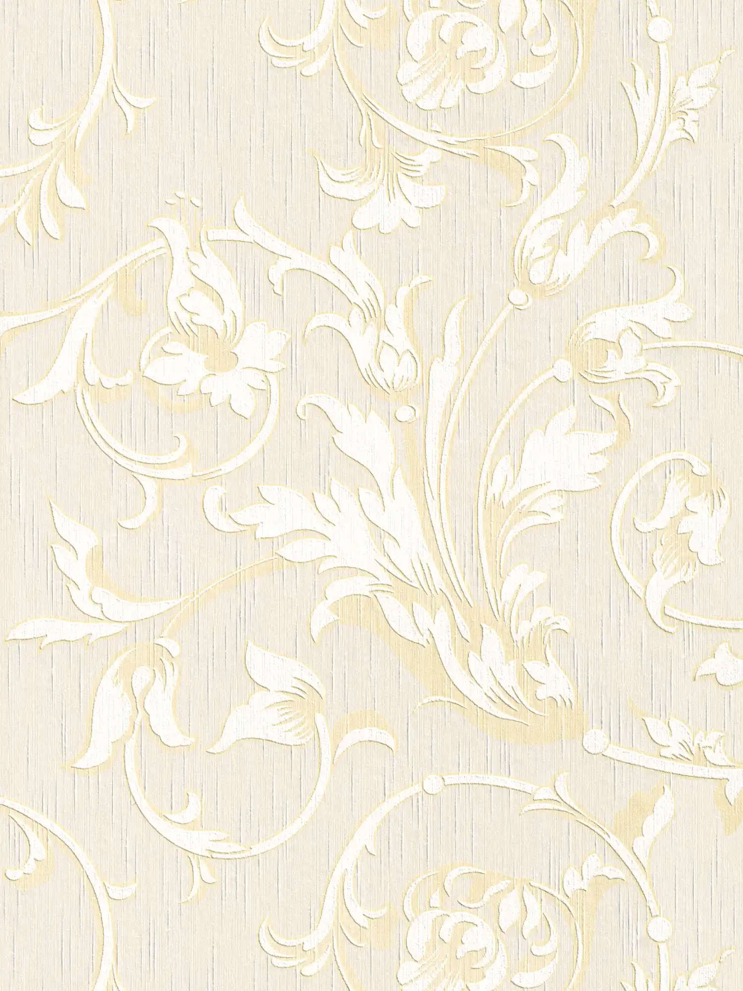         Luxe Hermitage Onderlaag behang met Bloemrijk ornament en echt Textiel - beige, crème
    