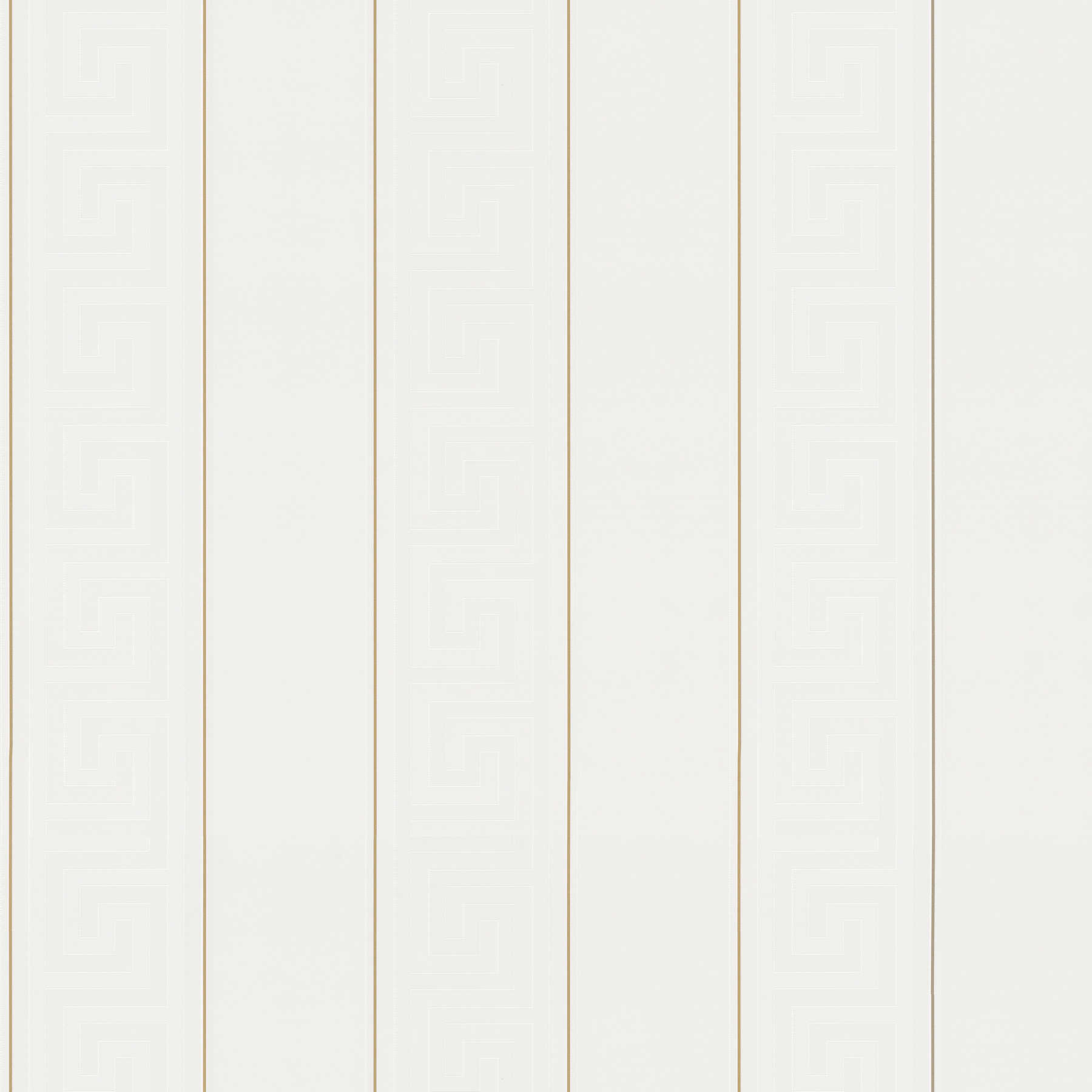         VERSACE wallpaper striped with meander pattern - white, gold
    