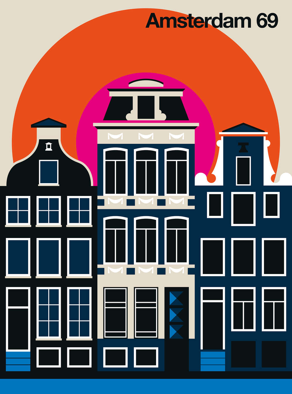 Amsterdam, Häuser, Stadtansicht, Architektur, stilisiert