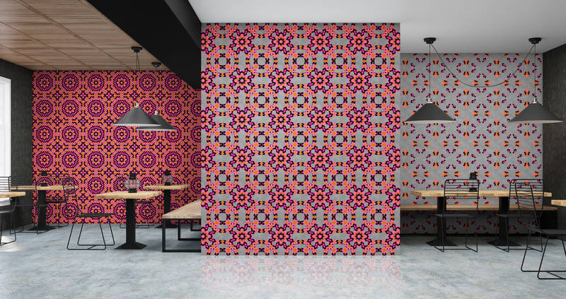 Fototapete Pink mit Mosaikmuster im Grafik Stil