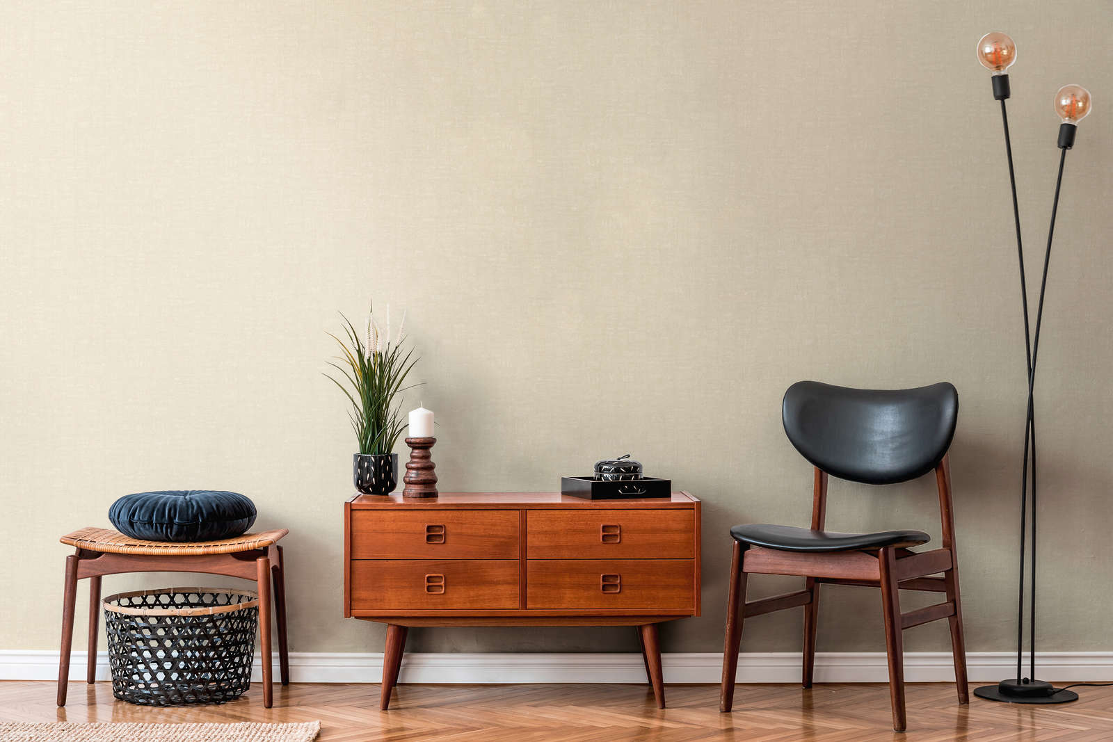             Einfarbige Tapete mit meliertem Muster – Creme, Beige
        