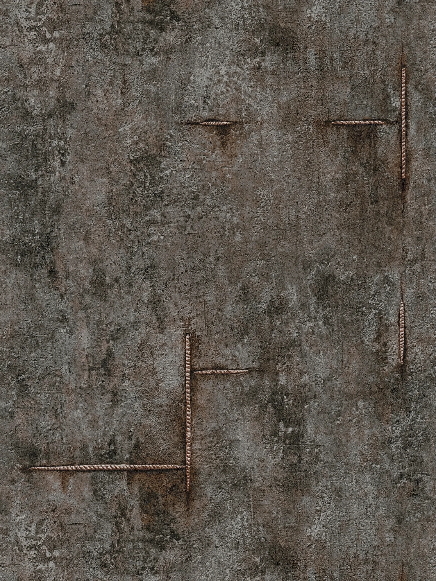         COSMOLiving - Vliesbehang met authentiek betonpatroon en metalen details - grijs, bruin, zwart
    