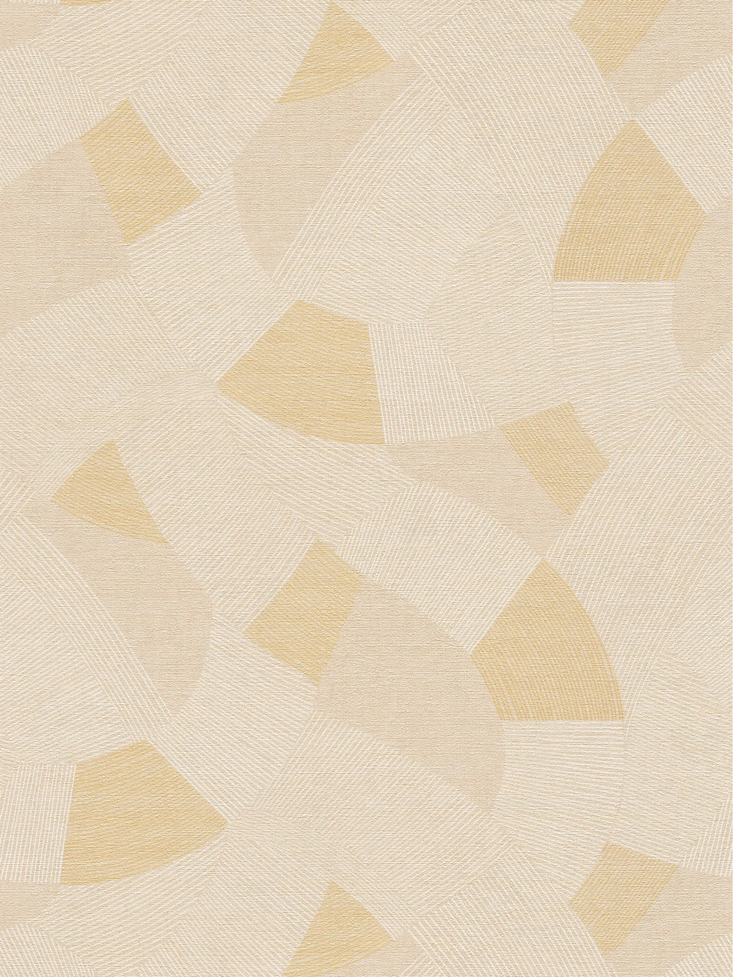         Vliestapete mit geometrischen Flächenelementen & strukturierter Linienoptik leicht glänzend leicht strukturiert – Beige, Creme, Weiß
    