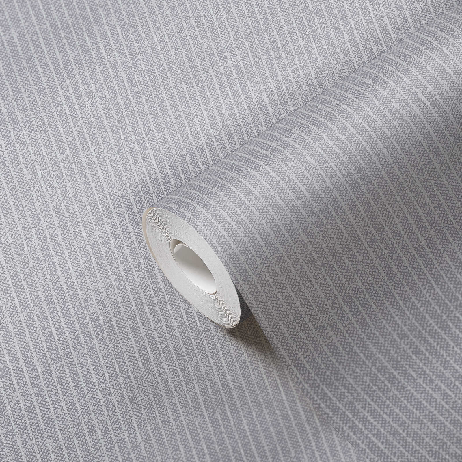             Linierte Tapete schmalen Streifen im Textil-Look – Grau
        