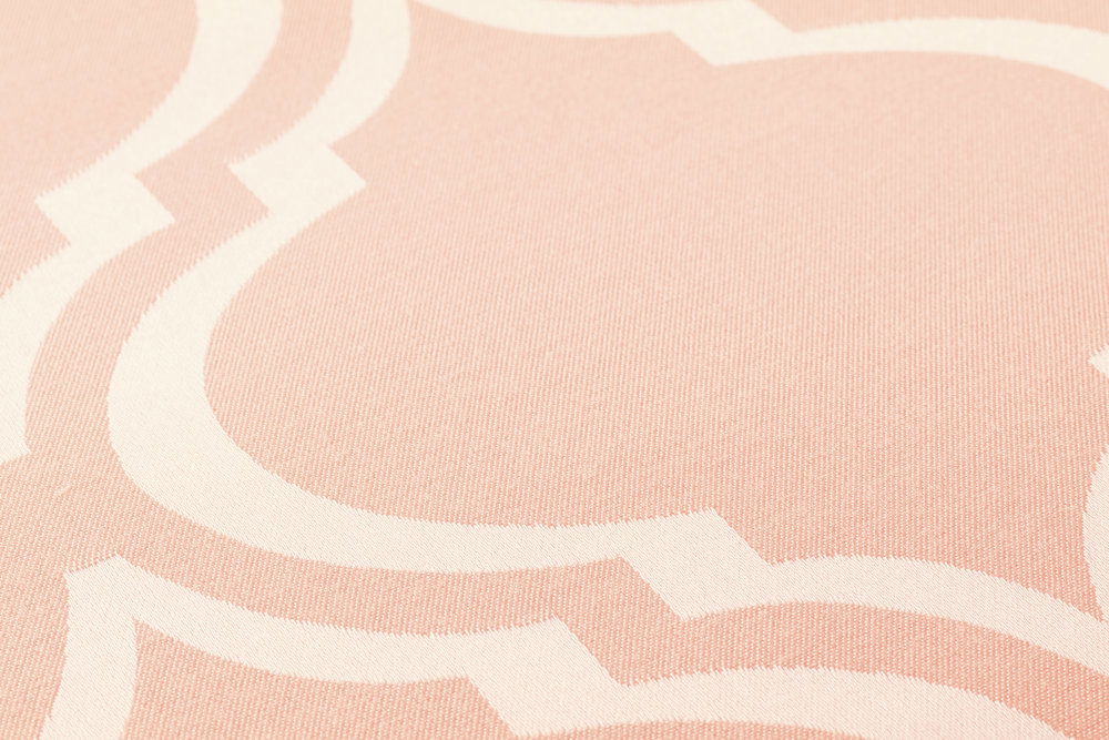             Tapete Retro Design mit Art Deco Muster & Glanzeffekt – Rosa, orange, Weiß
        