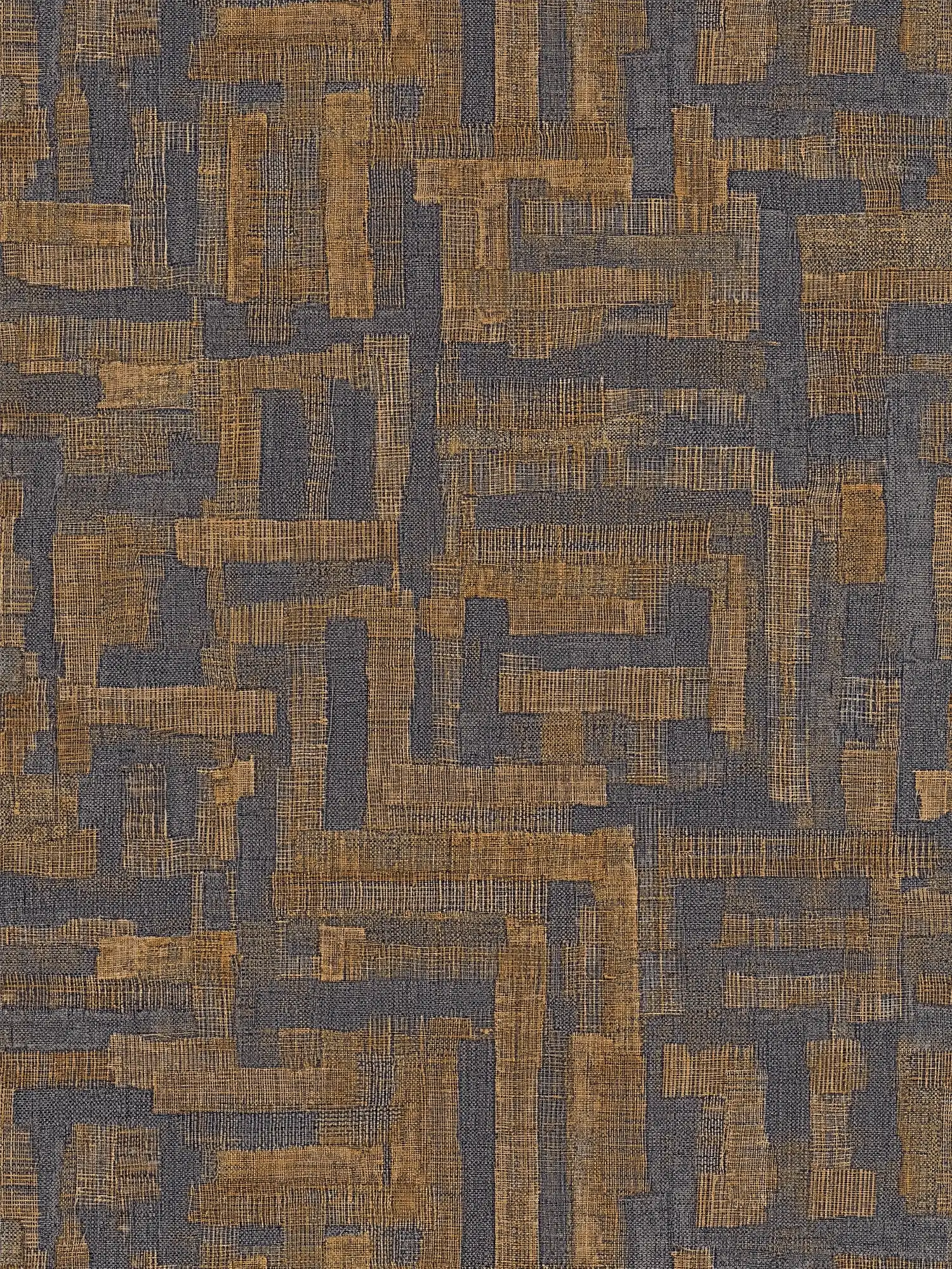         papier peint en papier intissé expressif à l'aspect bois-mosaïque prononcé et à la surface fine - marron, gris, noir
    