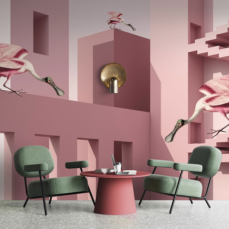         fable - papier peint photo »avec architecture abstraite en 3D et créatures fabuleuses - intissé premium lisse et légèrement brillant
    