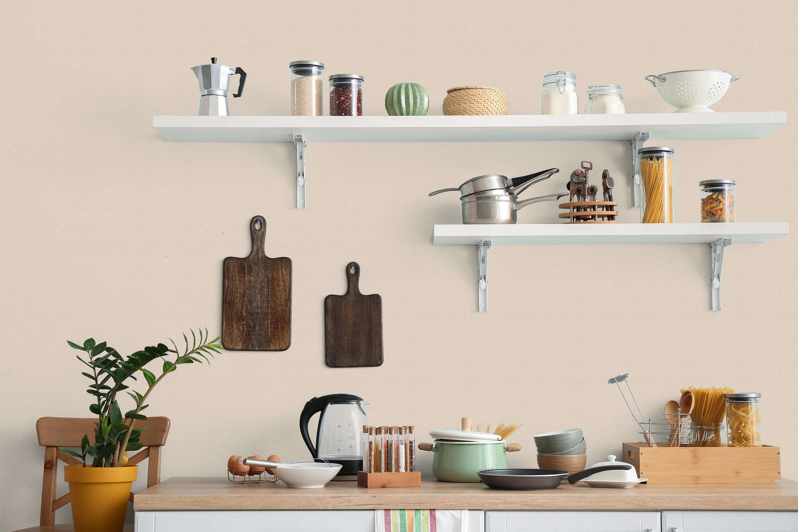 kitchen, regale, Topf, Pfanne, Spaghetti