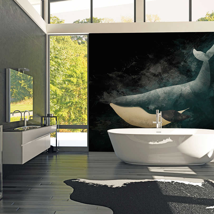 Badewanne, Freistehend, Kachelboden, Wandgestaltung, Dunkler Hintergrund
