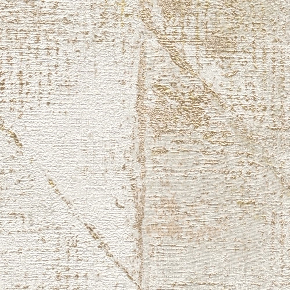             Metallic Grafik-Tapete mit Dreieck-Muster glänzend strukturiert – Gold, Grau
        