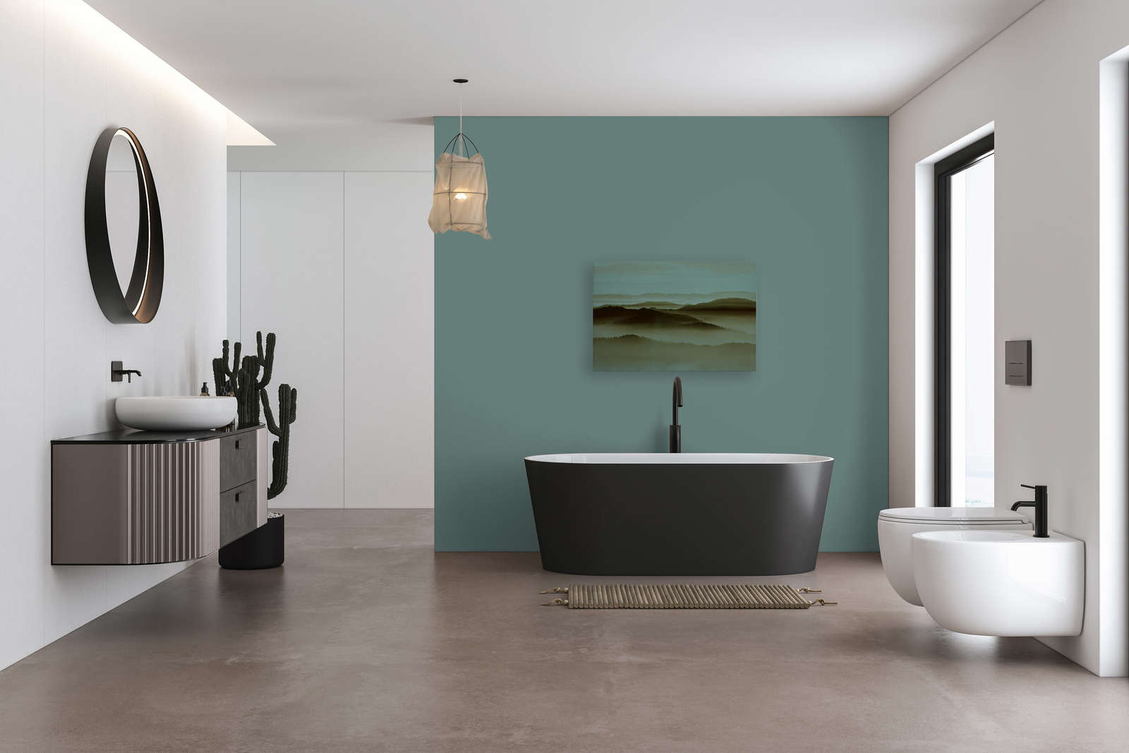             Horizon 2 - Leinwandbild in Pappe Struktur mit Nebel-Landschaft, Natur Sky Line – 0,90 m x 0,60 m
        