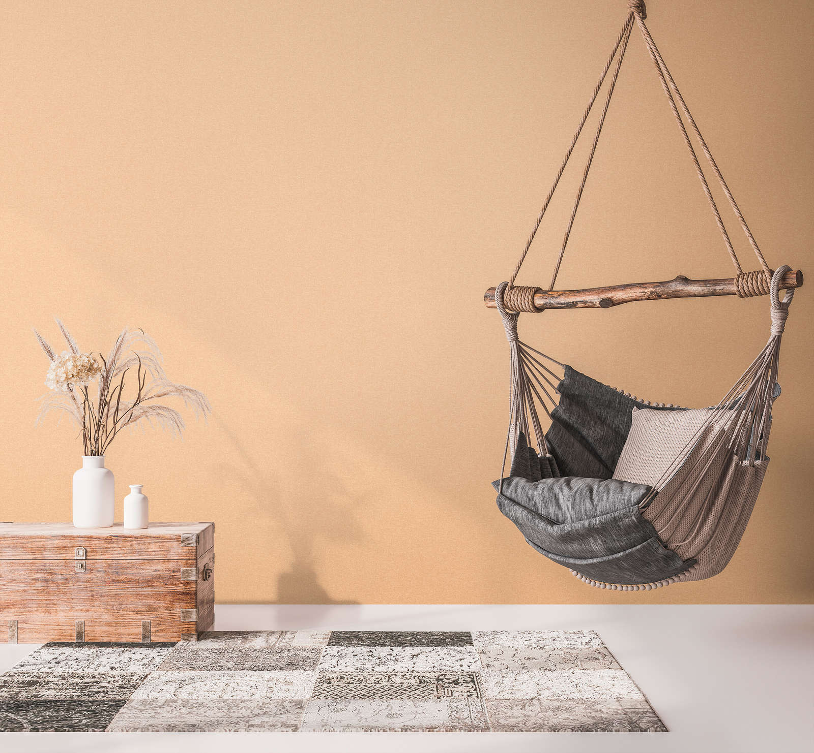             Vliesbehang met warm effen patroon - oranje
        