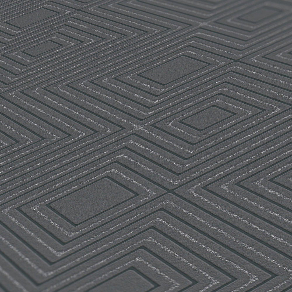             Geometrische Mustertapete mit Metallic-Glitzer – Schwarz
        