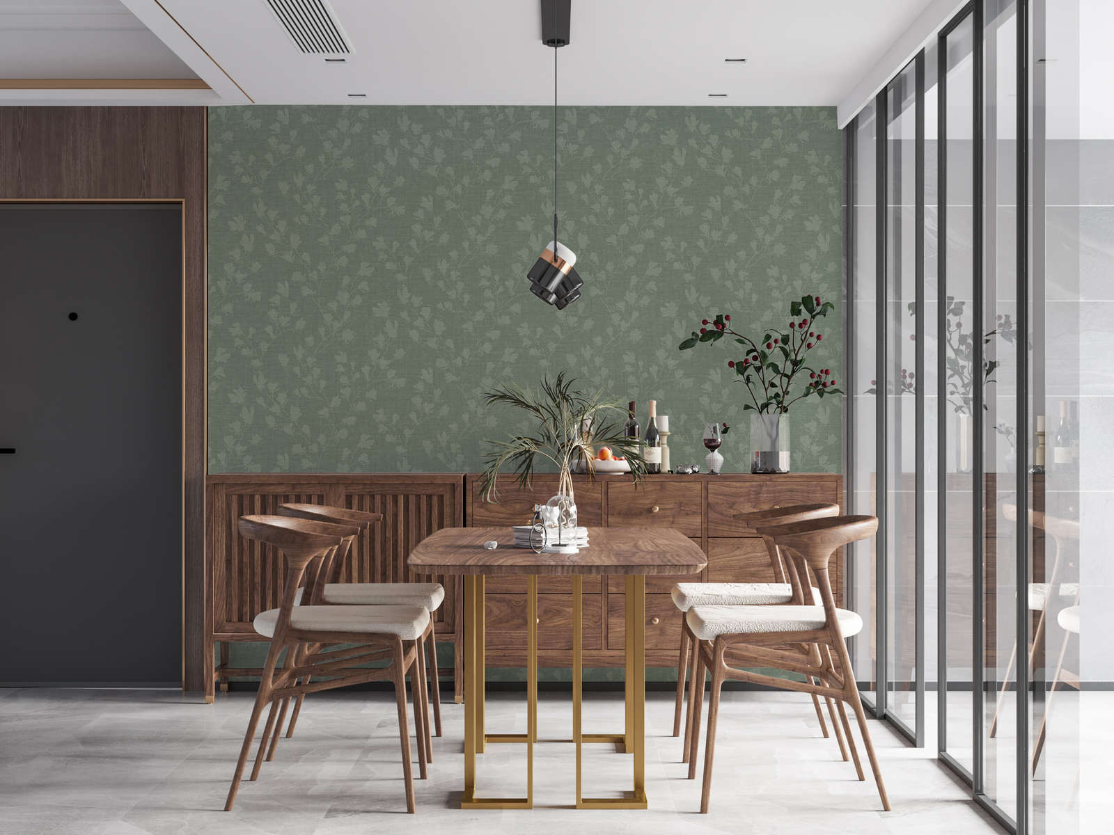             Nature wallpaper with leaf motif - green
        