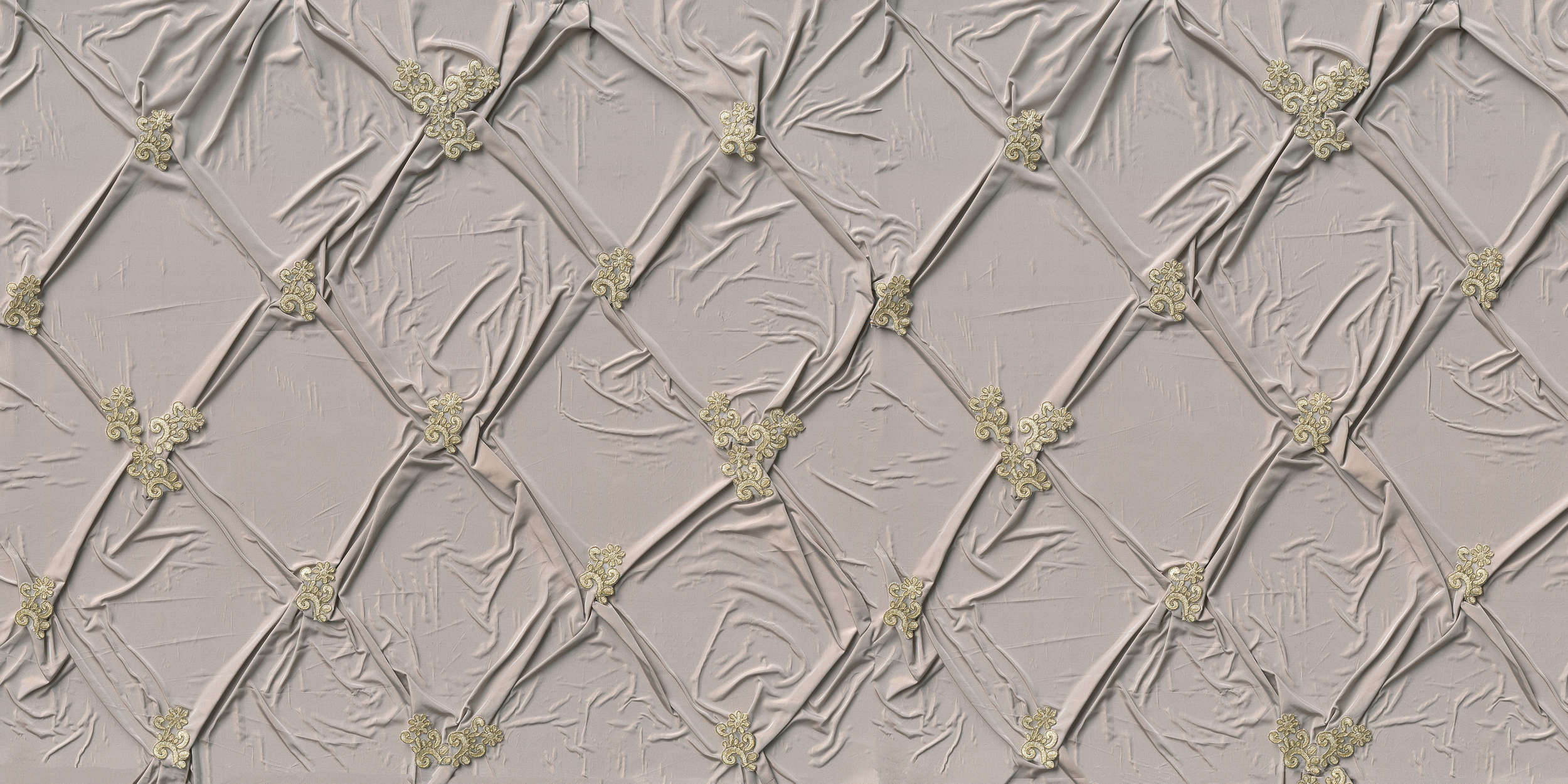             Fototapete in Stoffoptik mit Rautenmuster – Vliestapete für edle Wandgestaltung – Beige, Creme
        