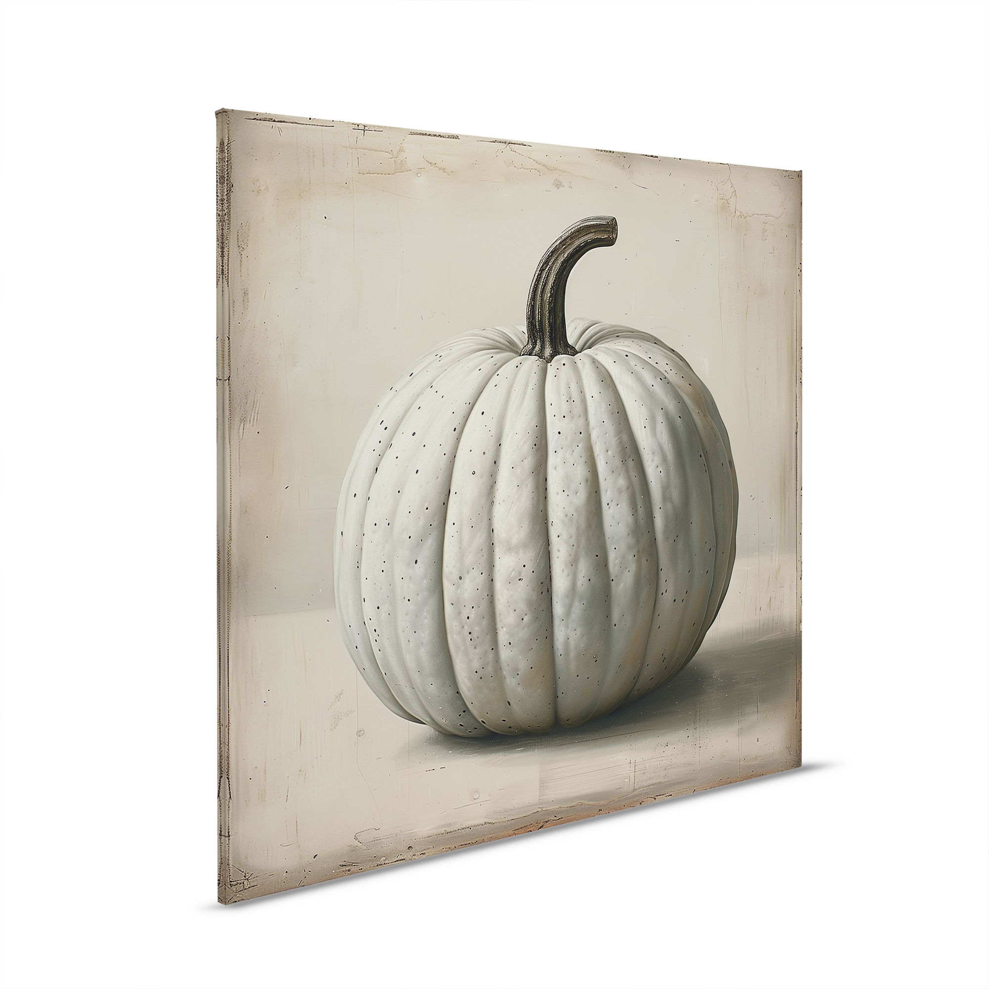         Citrouille blanche - Décoration automnale minimaliste sur toile idéale pour la cuisine et la salle à manger - 30 x 30 cm - Crème, Beige
    