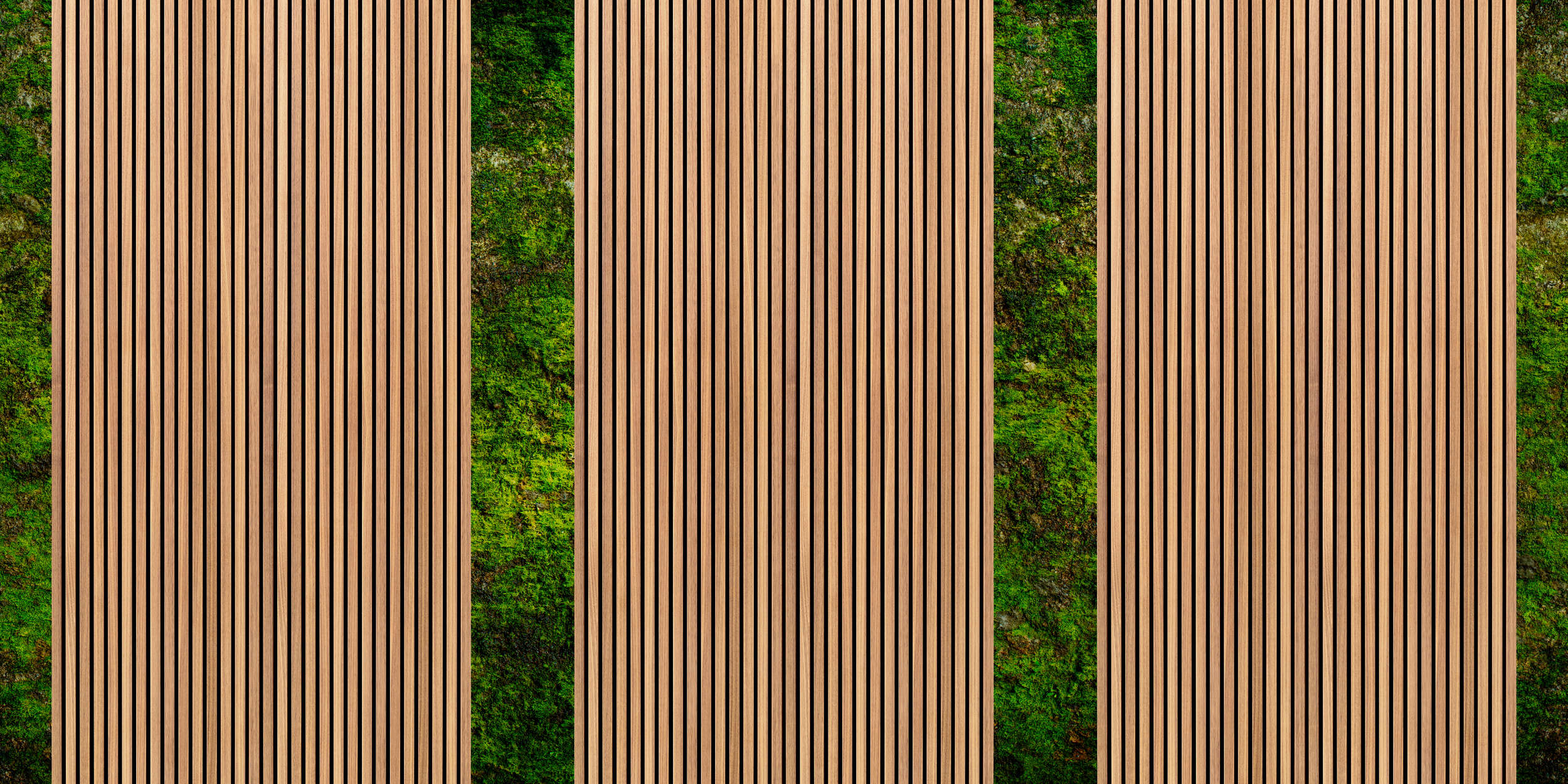             Fototapete »panel 2« - Breite Holzpaneele & Moos – Glattes, leicht glänzendes Premiumvlies
        