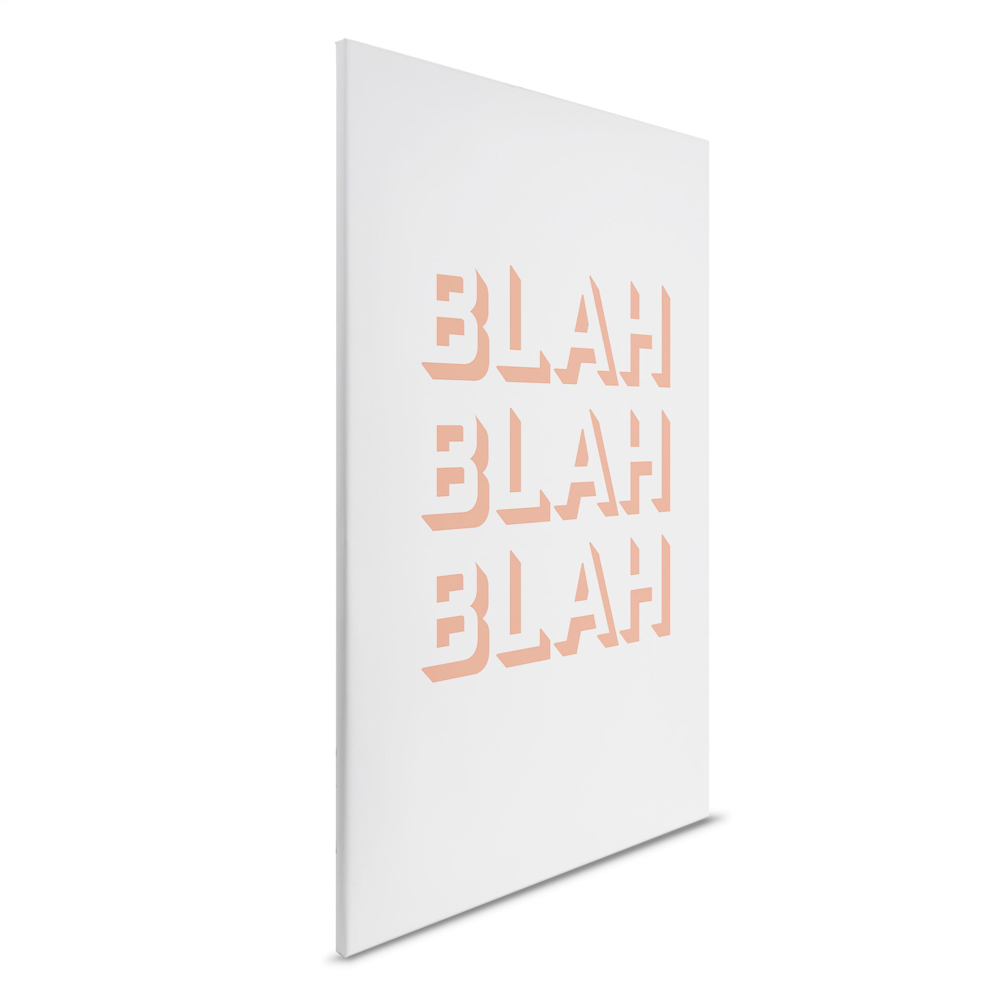         Tableau sur toile - Blah Blah Blah - Œuvre d'art typographique moderne - 30 x 45 cm - Orange, Rose
    