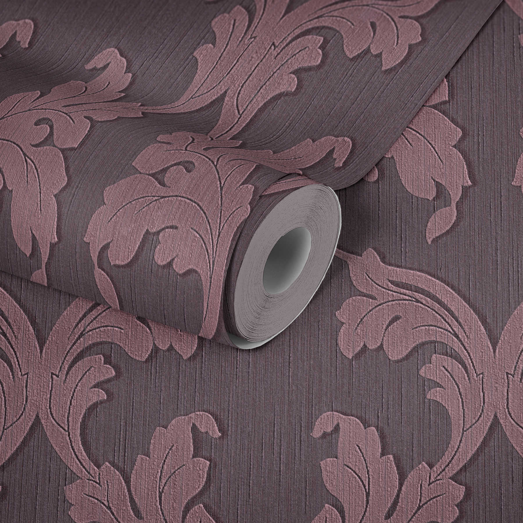             Textil Tapete mit Barock Ranken – Lila
        