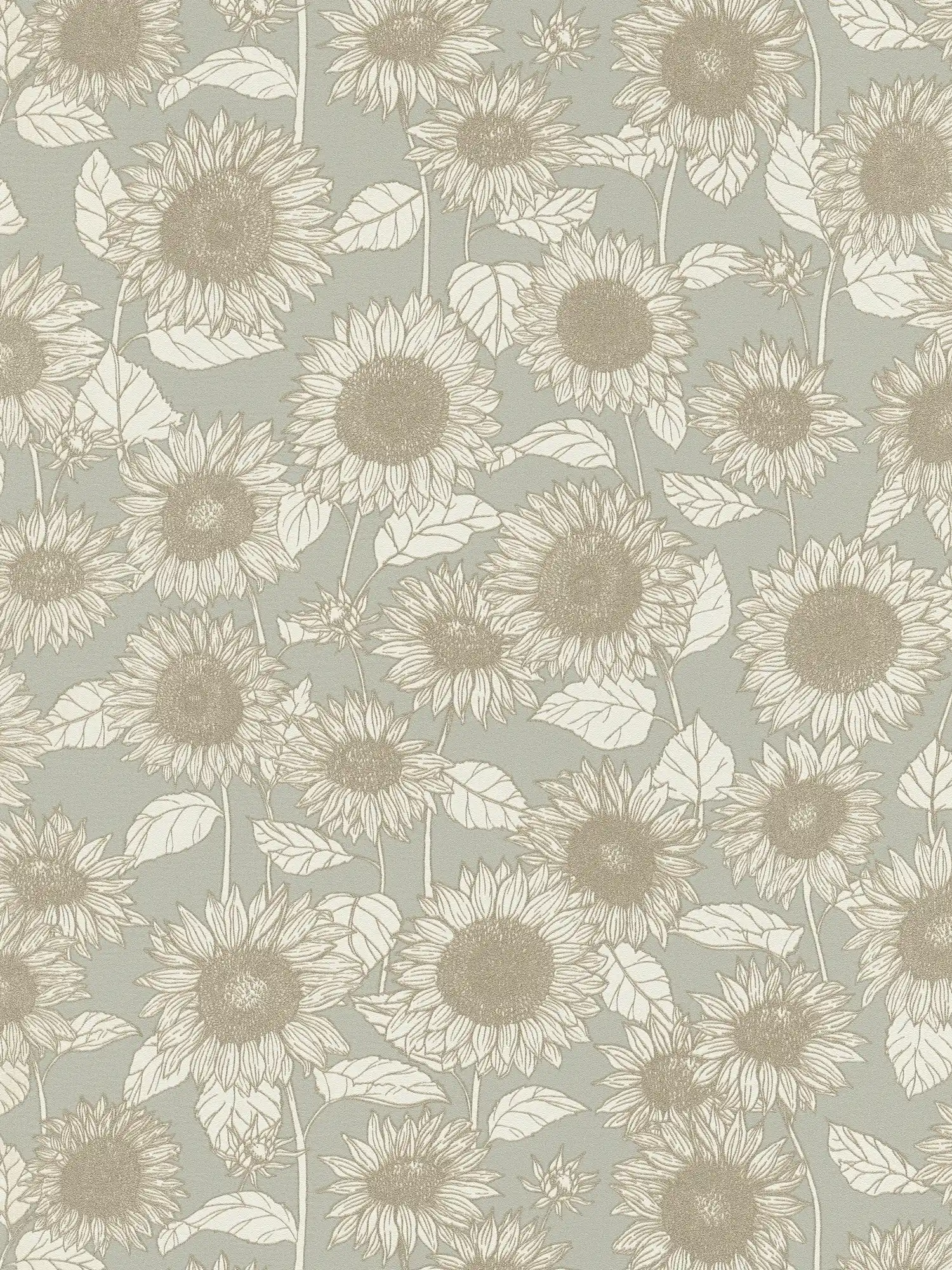         Papier peint tournesol effet métallique - beige, gris, crème
    