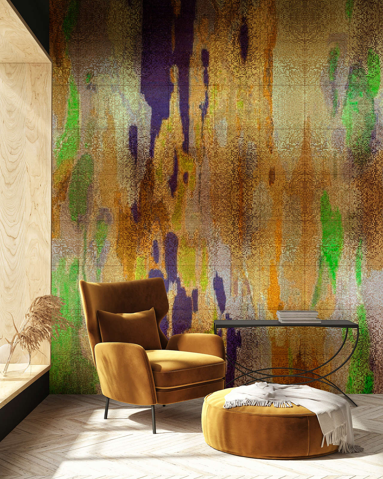             Fototapete »marielle 1« - Farbverläufe Lila, Gold, Grün mit Mosaikstruktur – Glattes, leicht glänzendes Premiumvlies
        