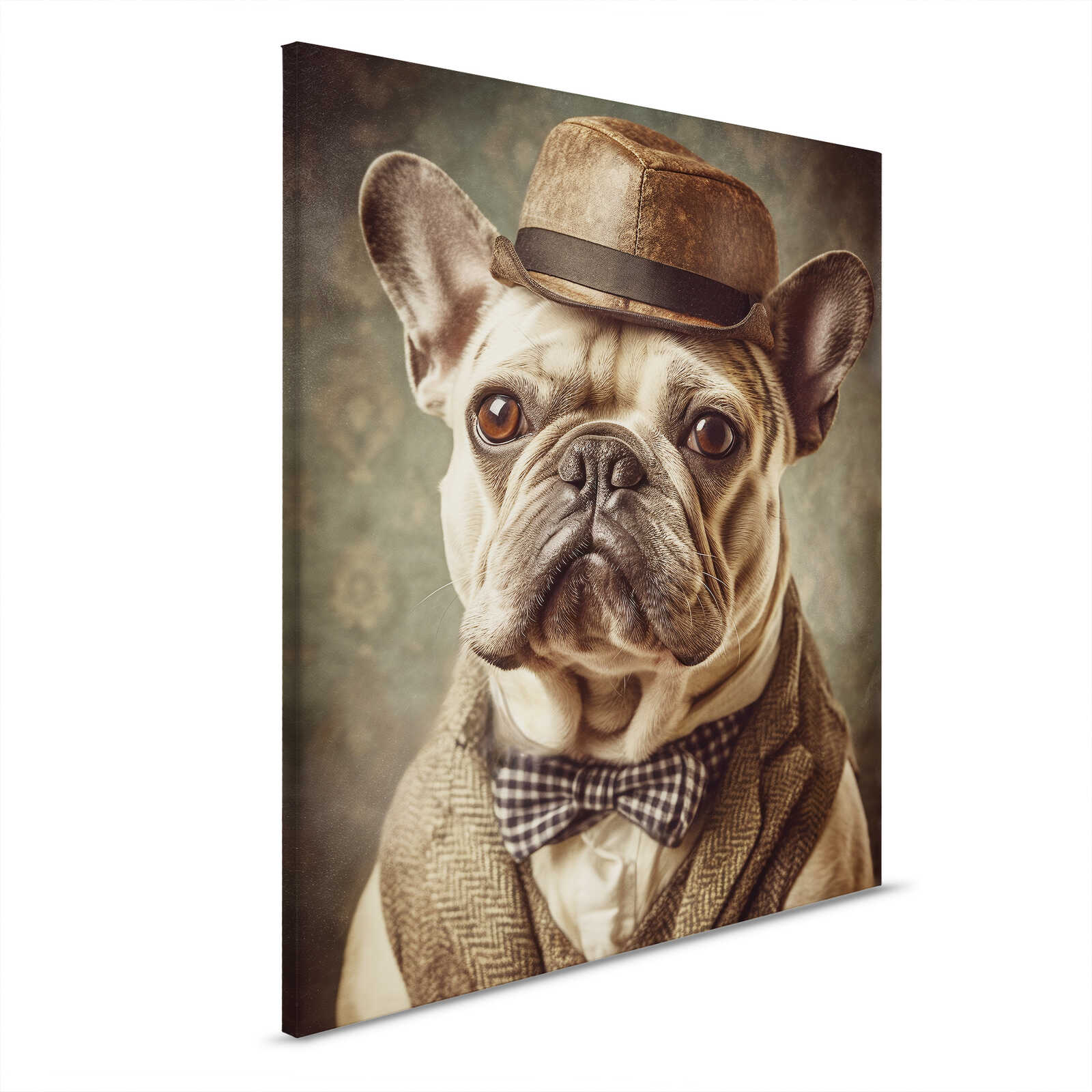         Gentleman-Bulldog - Portrait classique d'animal sur toile - 40 x 50 cm - Beige, Crème
    