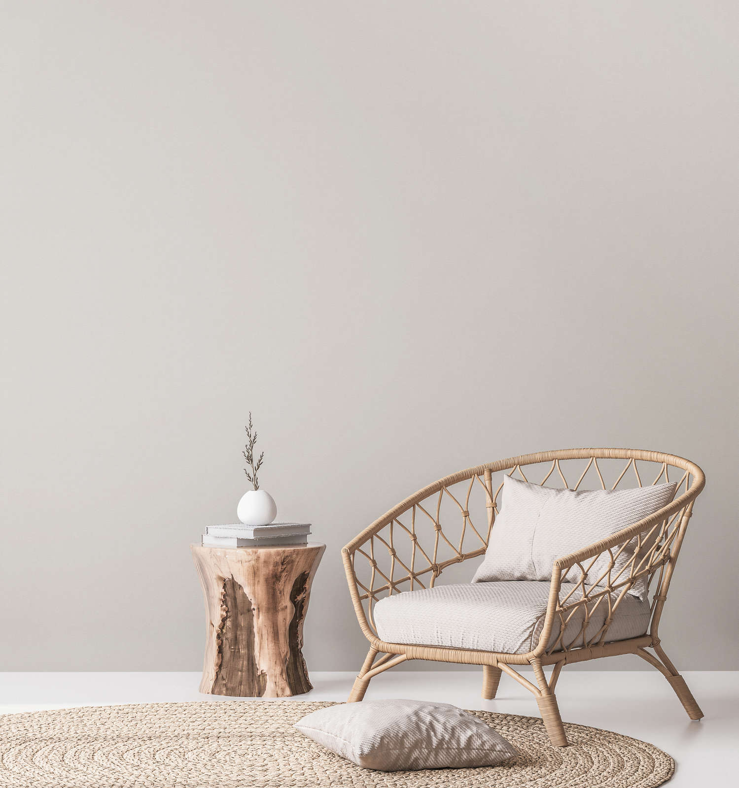             PVC-freie Glanztapete mit getupftem Muster – Grau, Weiß
        