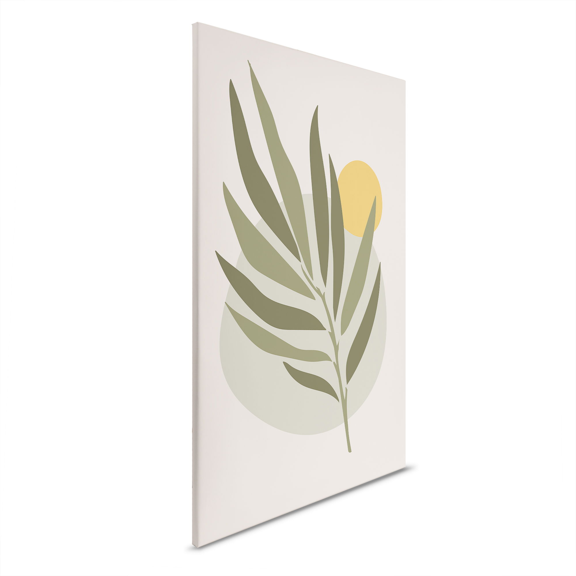         Leinwandbild - Tropisches Blatt mit Sonnenstrahlen ideal für die Küche – 30 x 45 cm - Beige, Grün
    