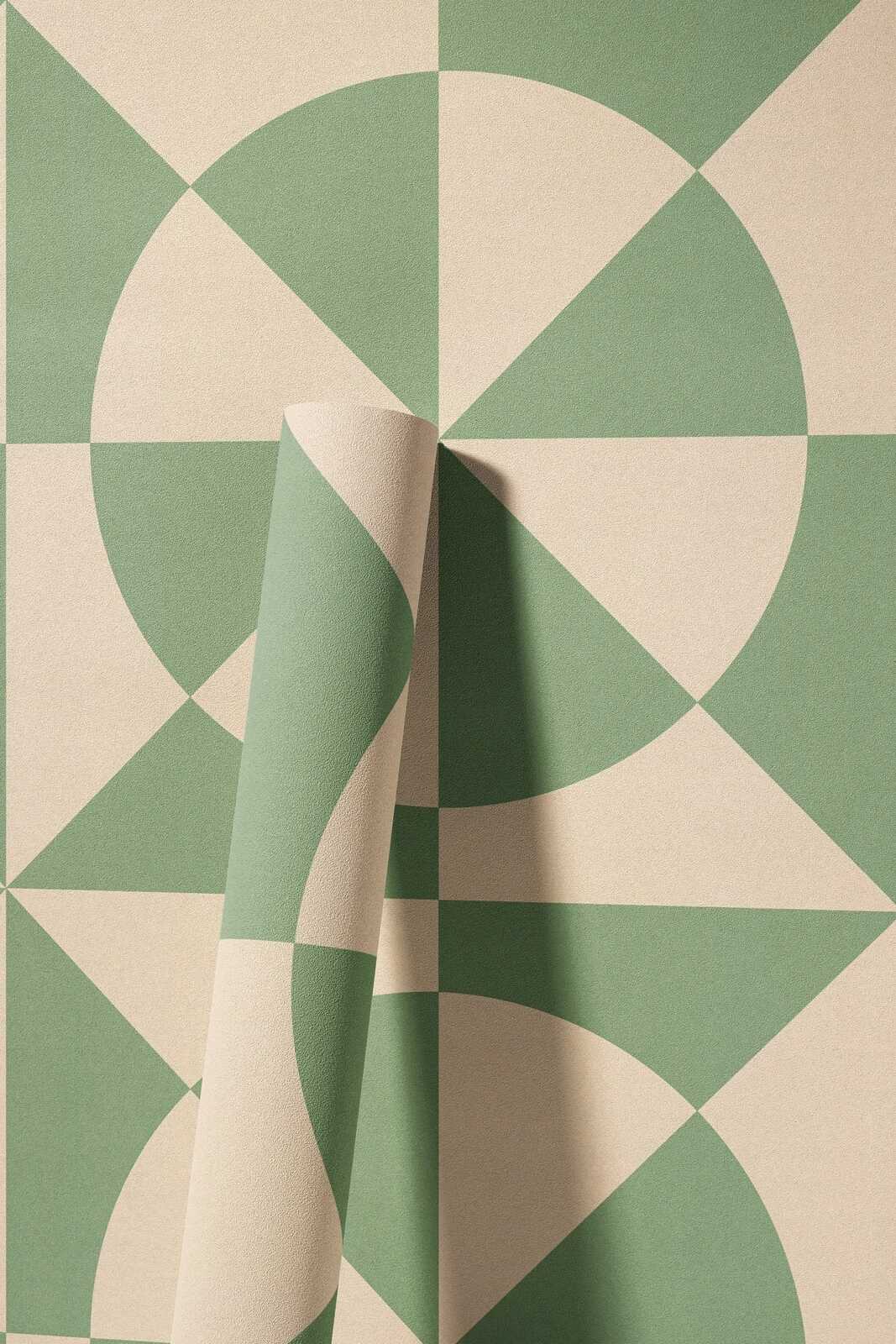 Vliestapete mit Kreismuster &amp; geometrischen Formen – Beige, Grün