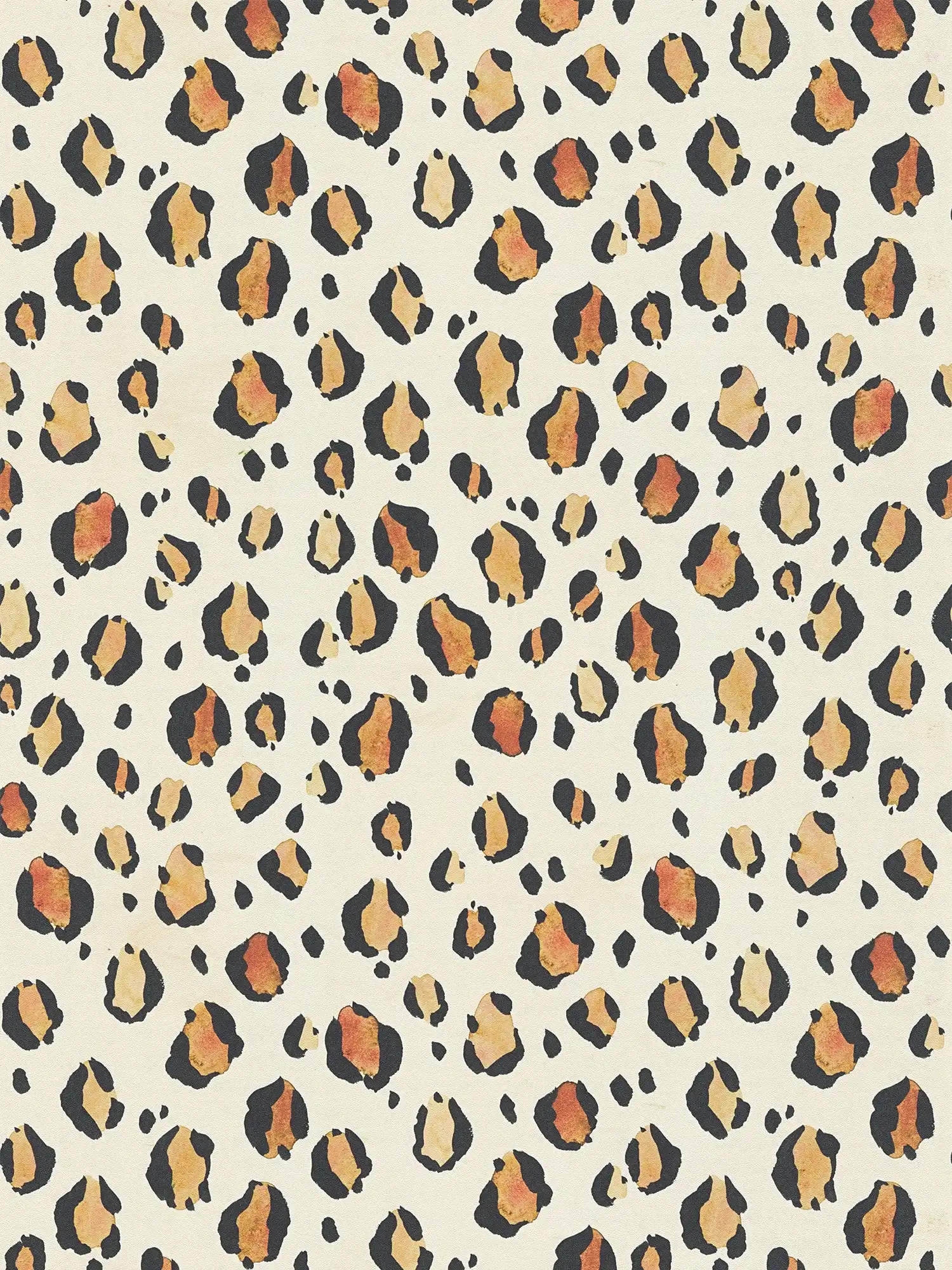         Light, stylish non-woven wallpaper with leopard print and fine surface texture - beige, orange
    