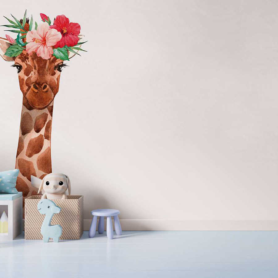 Giraffe Wanddeko, Wandsticker Giraffe, Kinderzimmer Deko, Blumenkranz Kopfbedeckung, Spielzeugtier