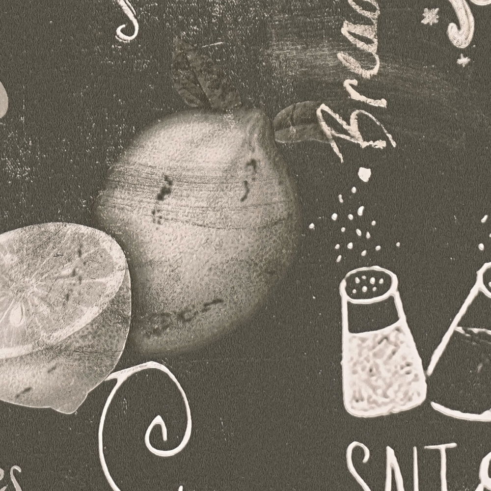             Selbstklebende Tapete | Menütafel für die Küche – Schwarz, Grau, Weiß
        