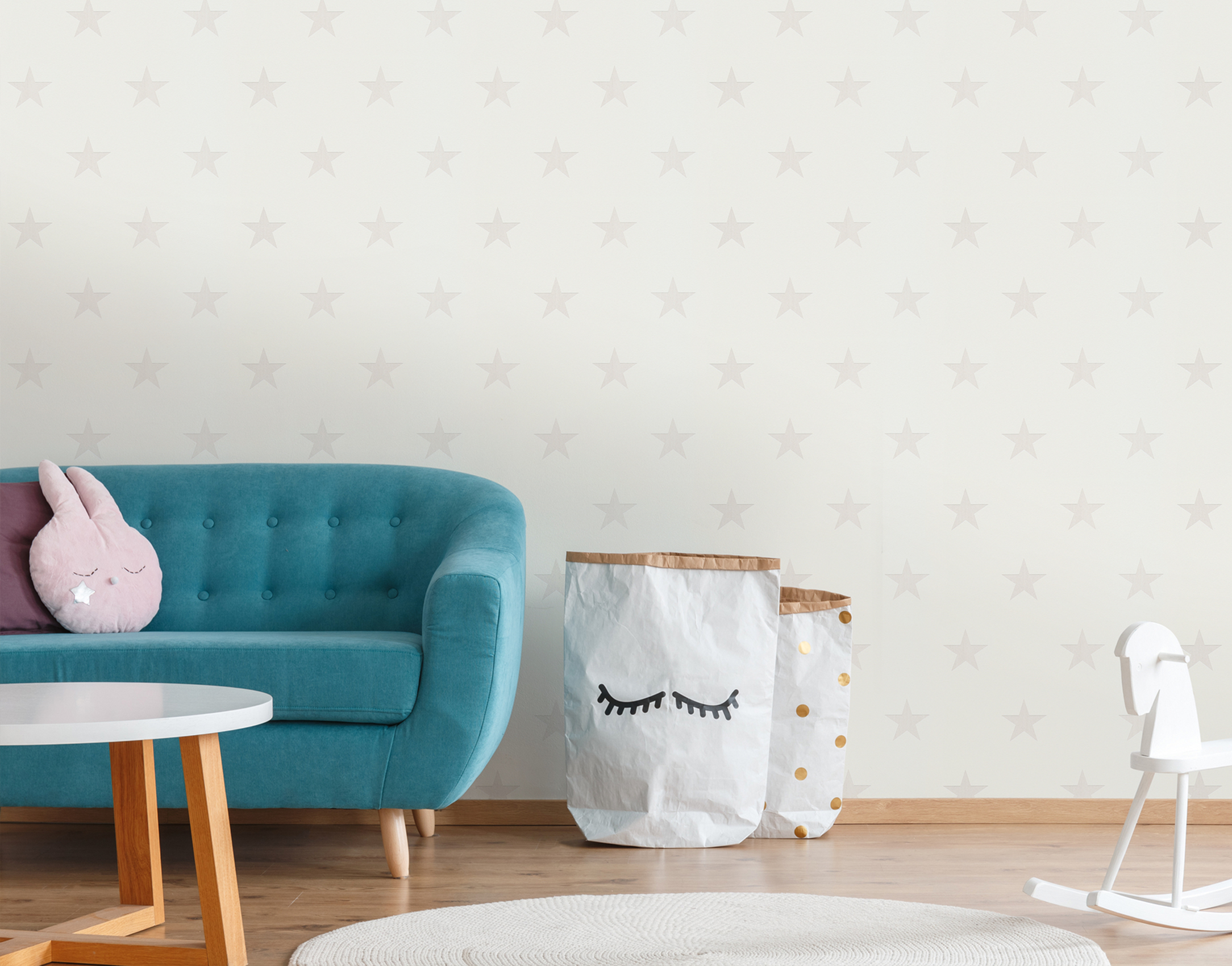 Star wallpaper in the children's room, white wallpaper by Michalsky AS325211
