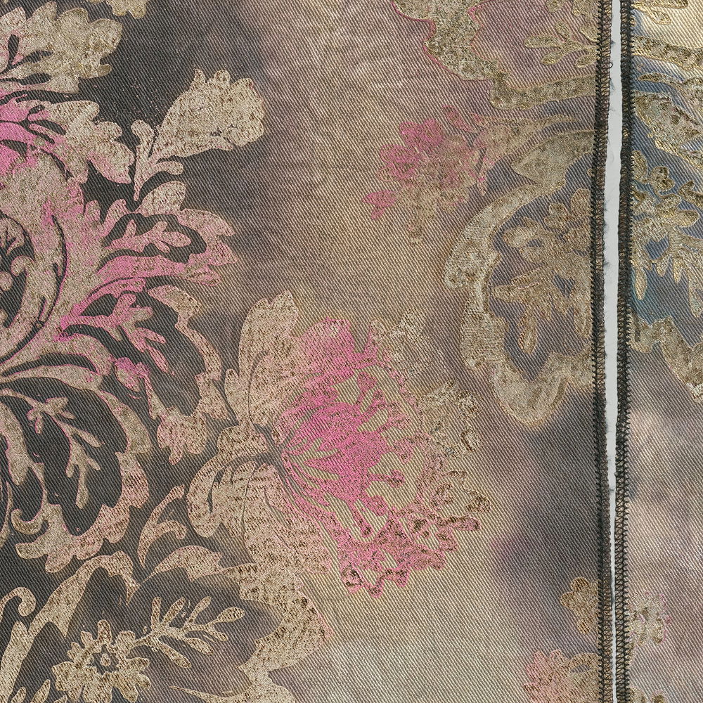             Barock Stil Vliestapete – Fototapete mit floralem Ornament Muster – Beige, Rosa
        