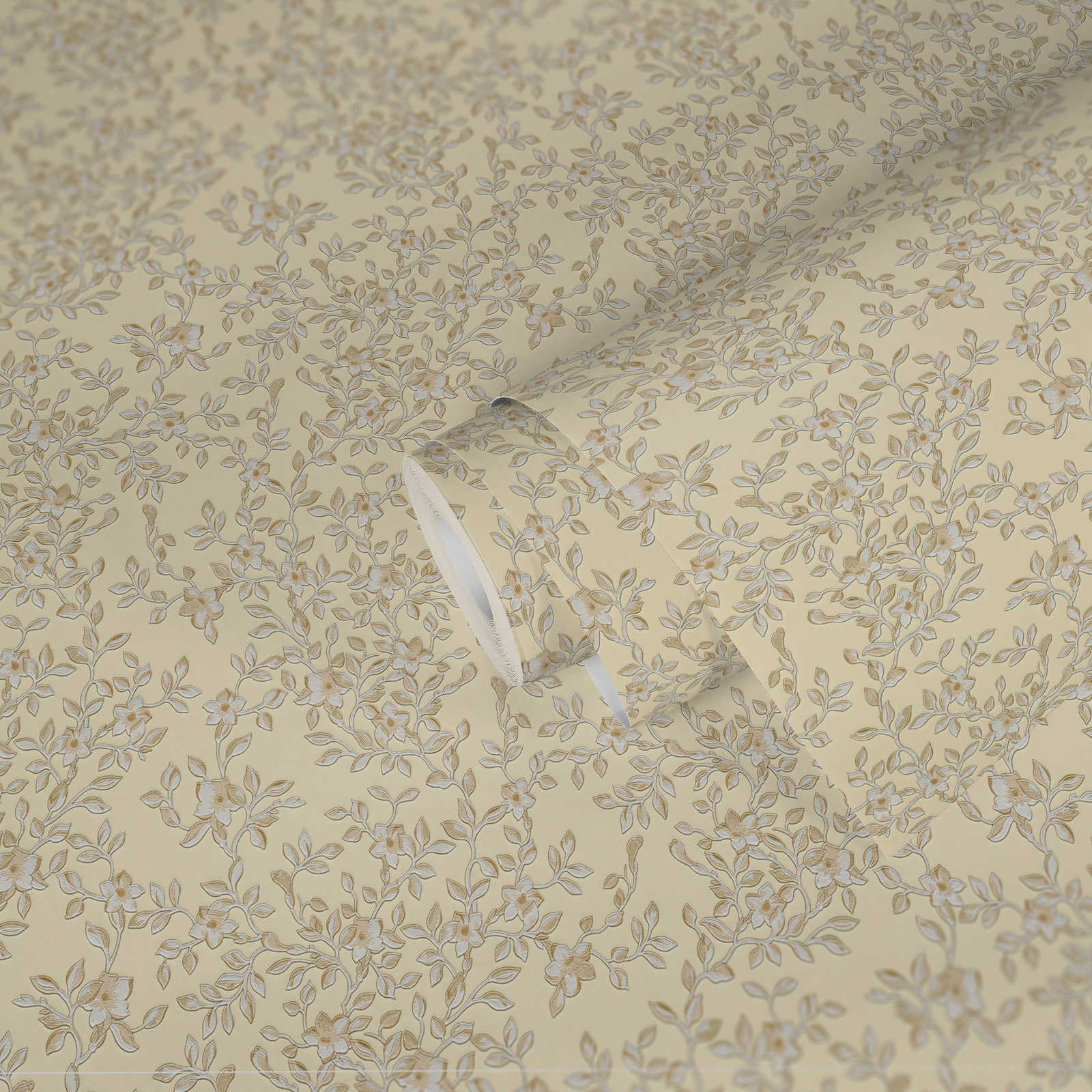             VERSACE Gold Tapete mit Blumenmuster – Metallic
        