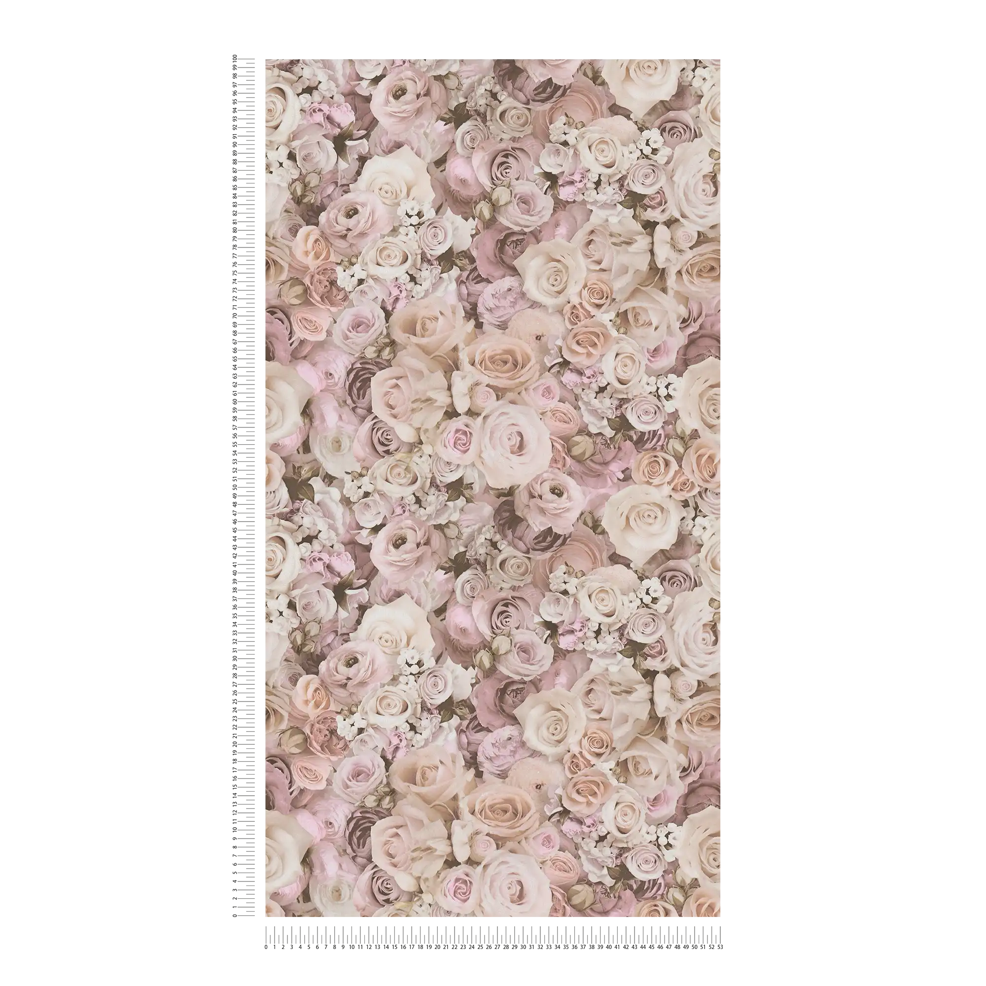             Selbstklebende Tapete | Blumenmuster mit Rosen – Rosa, Creme
        
