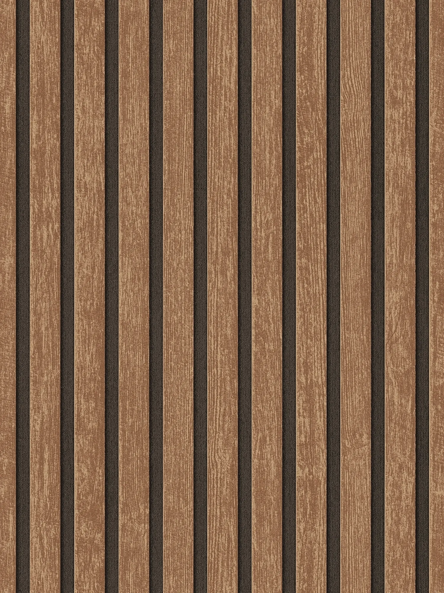 Acoustic panels as non-woven wallpaper - wood stripe look in a timeless trend design - brown