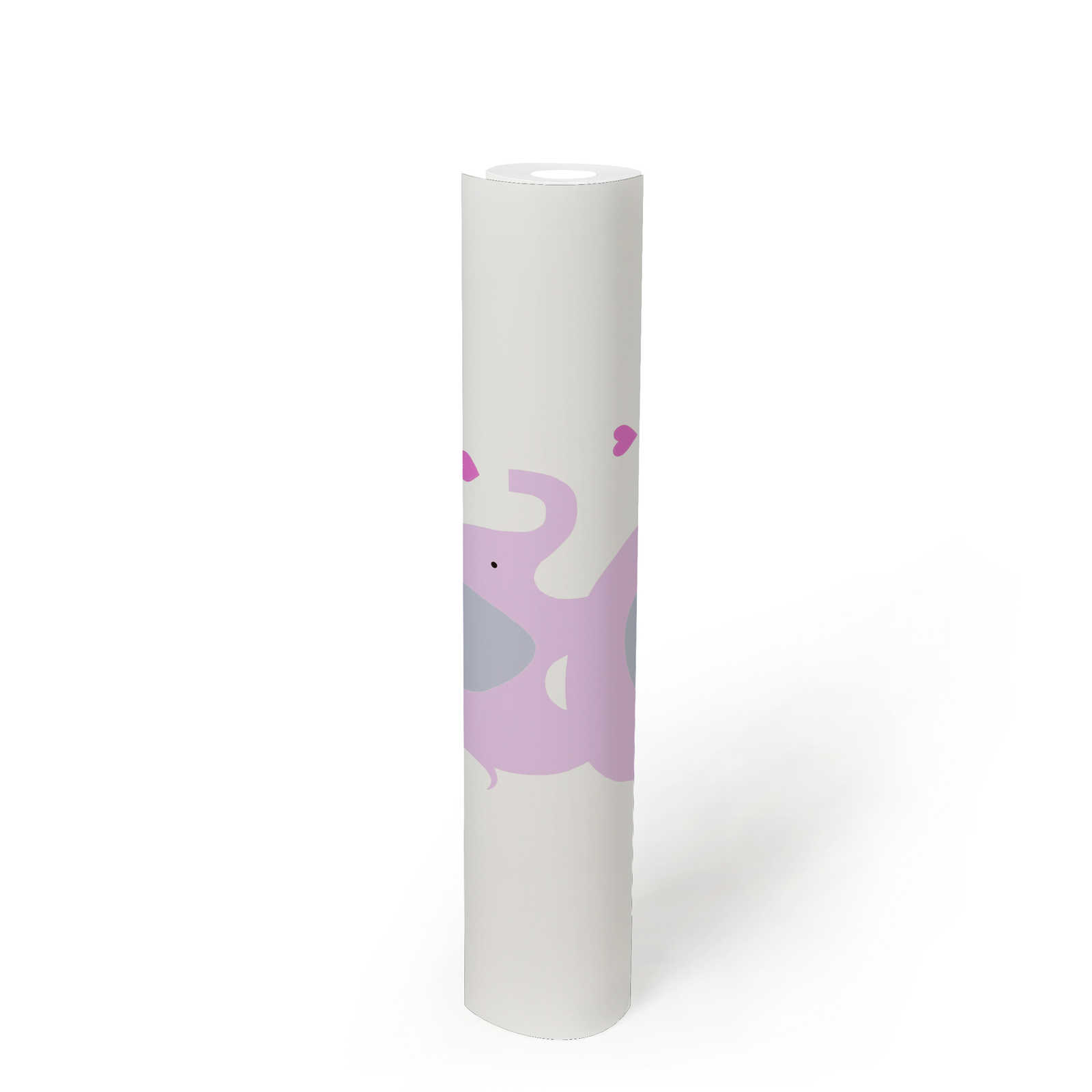             Kinderzimmer Tapete Mädchen Elefant – Rosa, Grau , Weiß
        