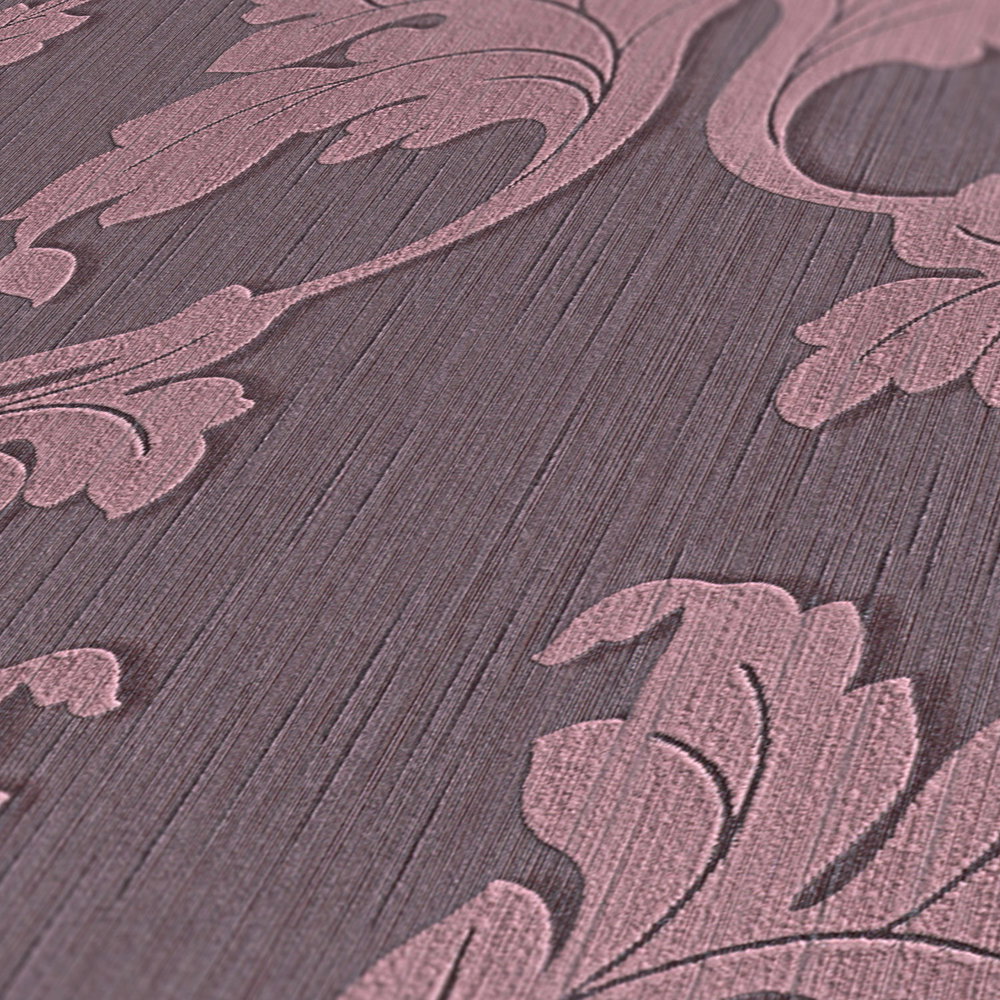             Textil Tapete mit Barock Ranken – Lila
        