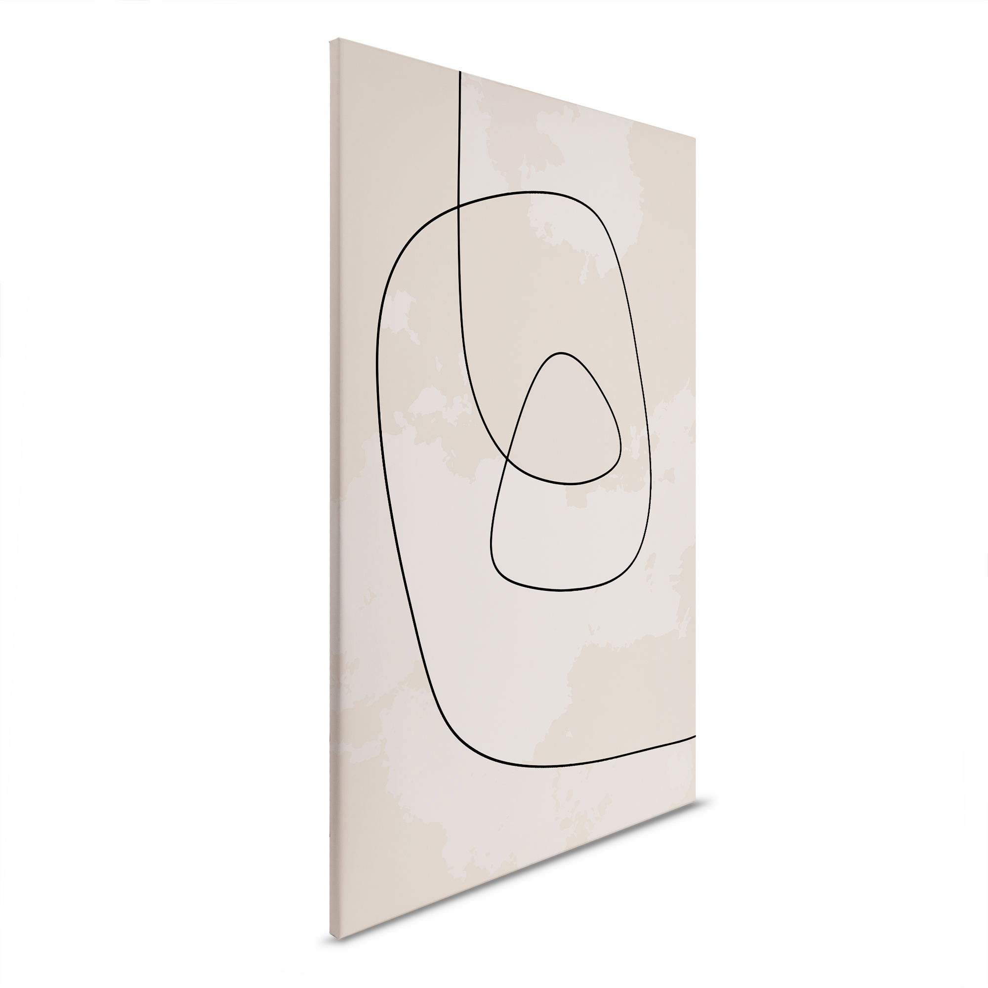         Minimalistisches Linien-Kunstwerk - Sandfarbenes Leinwandbild – 30 x 45 cm - Beige, Schwarz
    