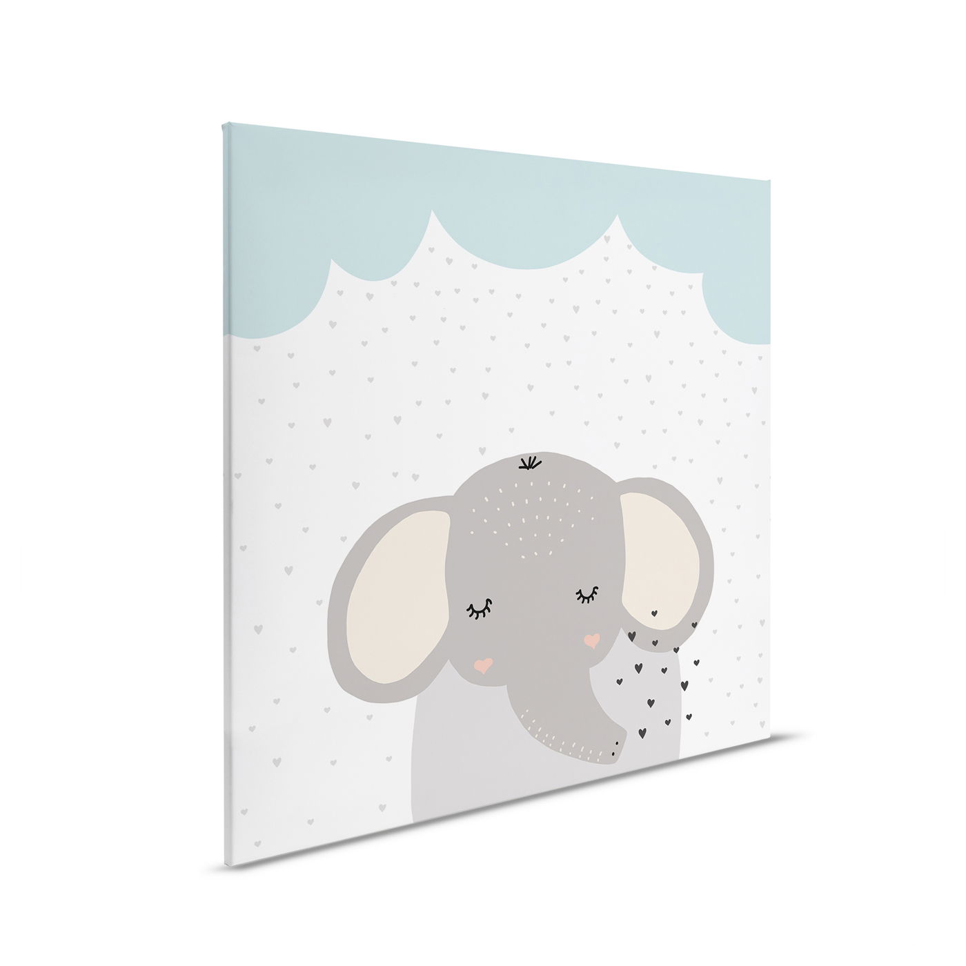         Doux éléphant sous les nuages - Tableau sur toile pour chambre d'enfant - 30 x 30 cm - Blanc, Gris
    