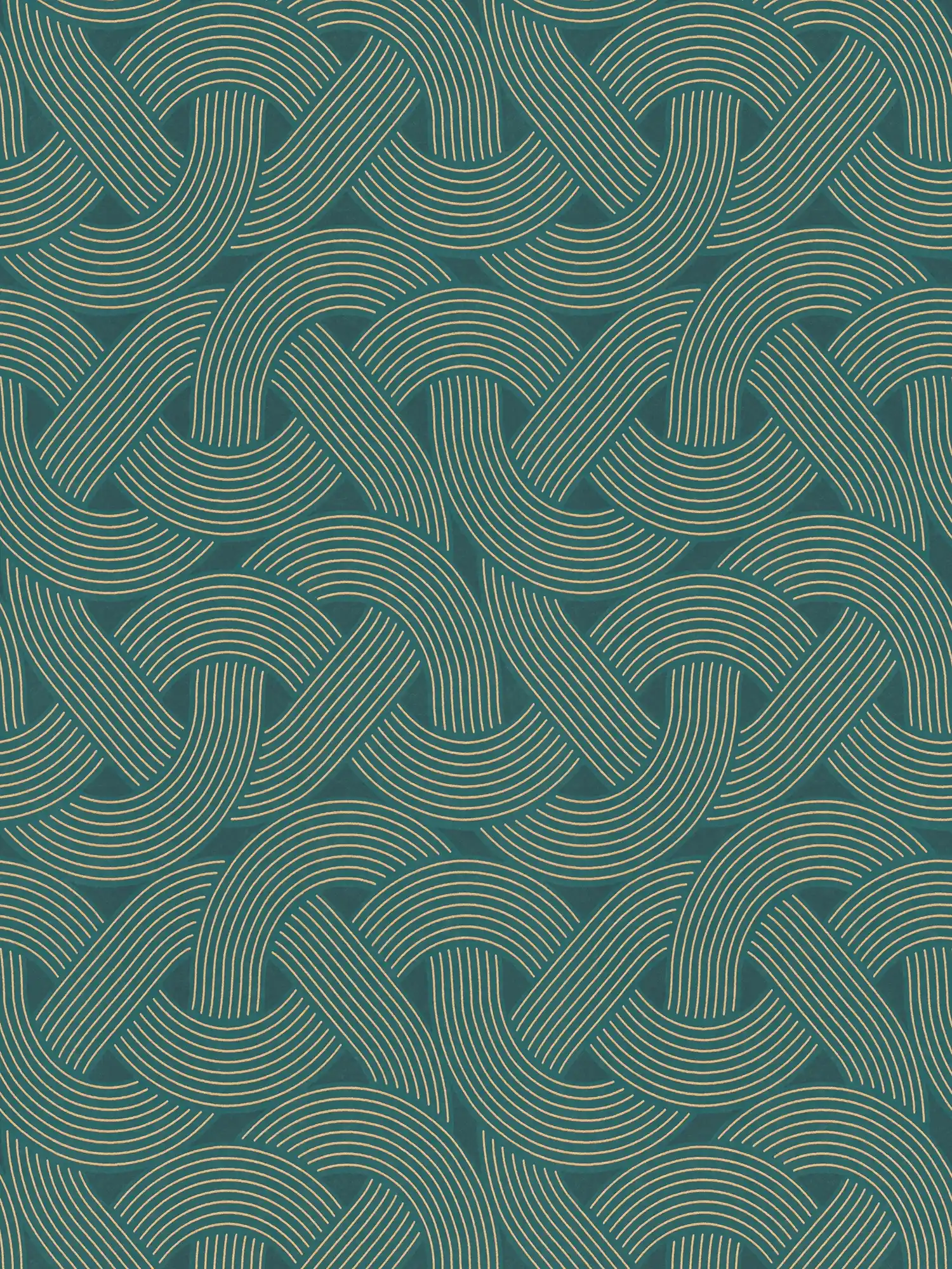         Vliestapete im Art déco Style – Petrol, Gold
    