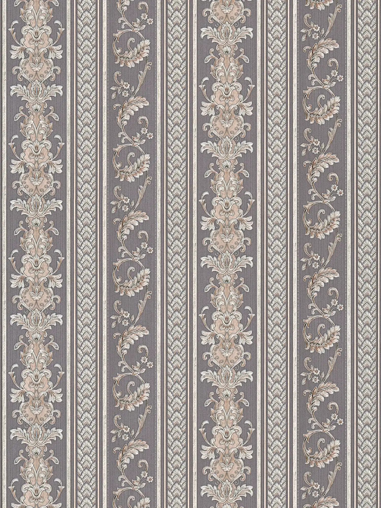         Ornement papier peint design métallique à rayures - argenté
    