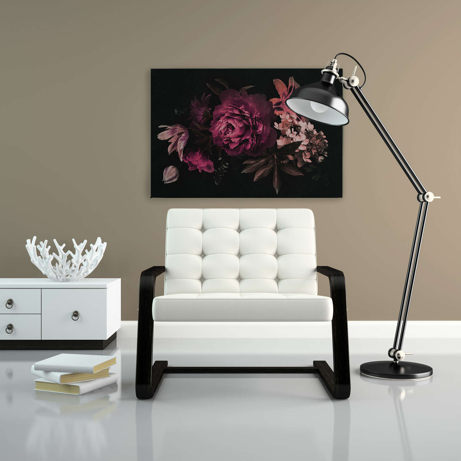             Drama queen 3 - Canvas schilderij romantisch boeket bloemen - Kartonnen structuur - 0.90 m x 0.60 m
        