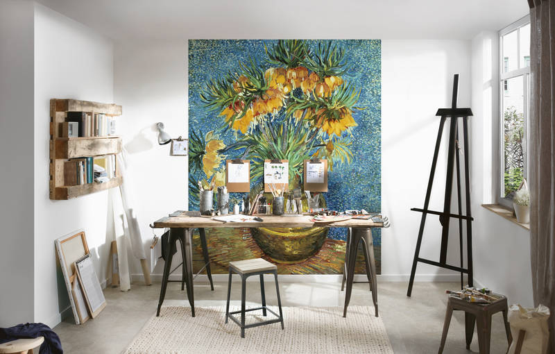 Fototapete 'Fritillaria, Kaiserkrone in einer Kupfervase ' von Vincent van Gogh